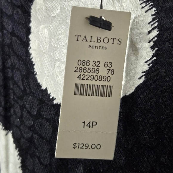 Talbots Dress Womens 14P Black White Polka Dot Sleeveless Textured Midi Petite - Picture 5 of 14
